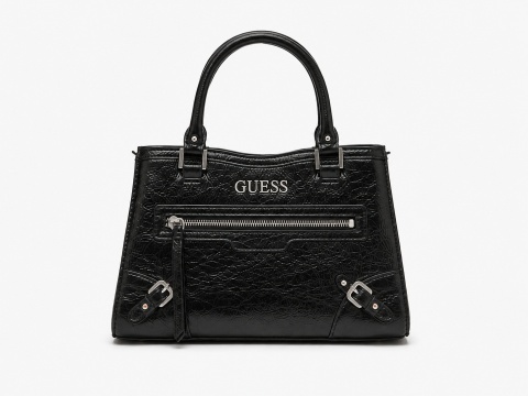 GUESS CZARNA LAKIEROWANA TOREBKA KLASYCZNA Z ĆWIEKAMI 18x26x10 1GŁA
