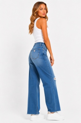 GUESS 80s Straight Jeans – damskie jeansy wide leg z przetarciami, rozmiar 26