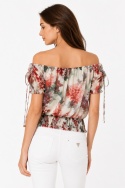 GUESS Bluzka Hiszpanka Kwiatowa Floral Print Marszczenie Rozmiar M