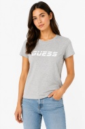 GUESS Damski T-shirt Logo Szary Melanż Organic Cotton Rozmiar L