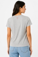 GUESS Damski T-shirt Logo Szary Melanż Organic Cotton Rozmiar L