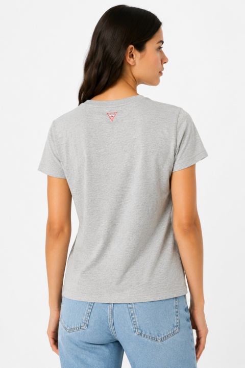 GUESS Damski T-shirt Logo Szary Melanż Organic Cotton Rozmiar L