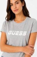 GUESS Damski T-shirt Logo Szary Melanż Organic Cotton Rozmiar L