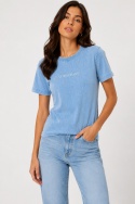 GUESS JEANS T-shirt damski niebieski vintage wash z logo, rozmiar XL, nowy z metką