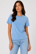 GUESS JEANS T-shirt damski niebieski vintage wash z logo, rozmiar XL, nowy z metką