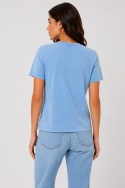 GUESS JEANS T-shirt damski niebieski vintage wash z logo, rozmiar XL, nowy z metką