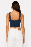GUESS Jeans Top damski jeansowy z kokardą niebieski rozmiar S