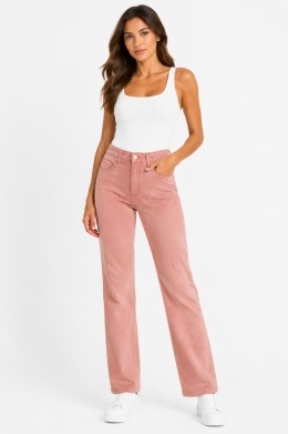 GUESS Kelly Straight – damskie spodnie z imitacji zamszu, pudrowy róż, rozmiar 24