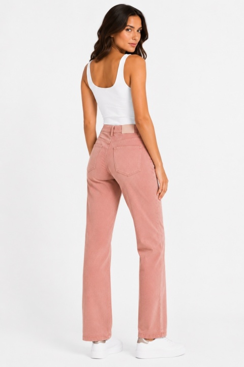 GUESS Kelly Straight – damskie spodnie z imitacji zamszu, pudrowy róż, rozmiar 24