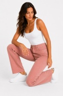 GUESS Kelly Straight – damskie spodnie z imitacji zamszu, pudrowy róż, rozmiar 24