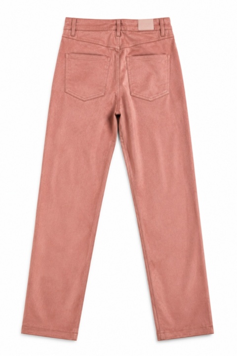 GUESS Kelly Straight – damskie spodnie z imitacji zamszu, pudrowy róż, rozmiar 24