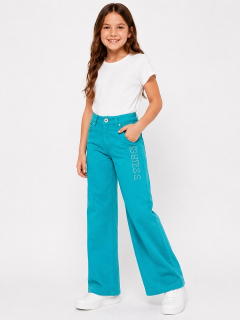 GUESS Kids Spodnie dziewczęce Wide Leg Turkusowe Rozmiar 8 lat Nowe z metką