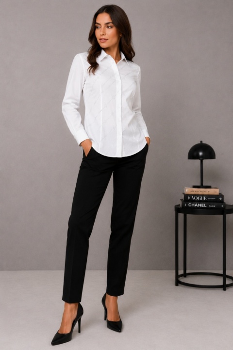 GUESS Korinna Shirt Biała Koszula Damska z Kryształkami Logo rozmiar XS