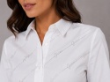 GUESS Korinna Shirt Biała Koszula Damska z Kryształkami Logo rozmiar XS