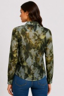GUESS LS CLOUIS SHIRT Koszula Damska Transparentna w Liście Zielona R. S