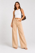 GUESS Los Angeles Spodnie damskie wide leg beżowe – rozmiar W25 L32 – nowe z metką