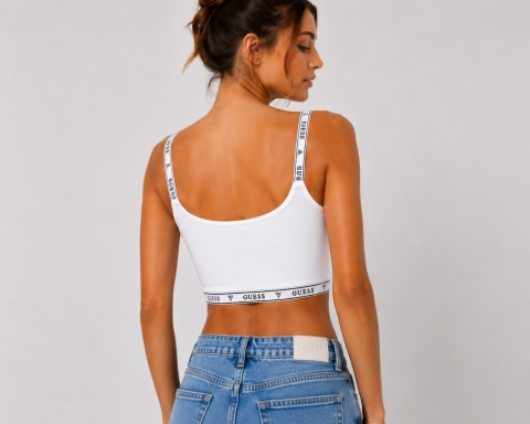 GUESS Margaret Padded Bra White XS – Top Braletka Damska z Logo Biała