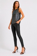 GUESS Margot Sequins Top – elegancki top z cekinowym efektem, czarno-srebrny, rozmiar S