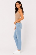GUESS Rosy Top – prążkowany top damski z kwadratowym dekoltem, beżowy – rozmiar S