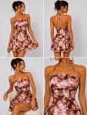 GUESS Sukienka Mini Floral Halter Burgundy Multicolor S – Kwiatowa Sukienka rozmiar S