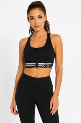 GUESS Veda Active Top – sportowy top damski z zamkiem, czarny, rozmiar S