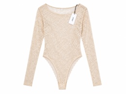 Guess Belle LS Body Koronkowe Nude Beżowe Długi Rękaw Rozmiar L