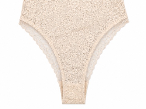Guess Belle LS Body Koronkowe Nude Beżowe Długi Rękaw Rozmiar L