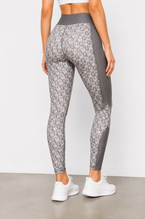 Guess Legginsy Sportowe Damskie Szaro-Beżowe Geometryczne XS