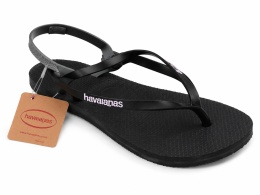 Havaianas Japonki Damskie Czarne z Paskiem na Piętę – Rozmiar 39