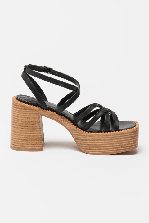 Jeffrey Campbell Sandały Clementine Chunky Leather, czarne rozmiar 40