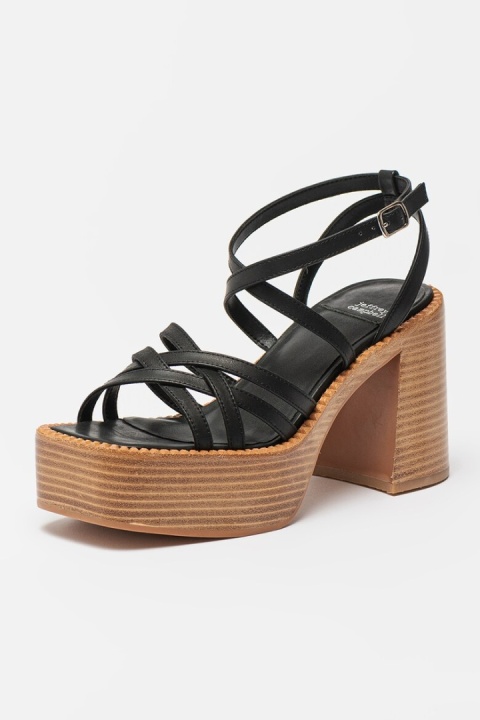 Jeffrey Campbell Sandały Clementine Chunky Leather, czarne rozmiar 40