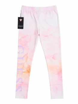 Legginsy dziecięce Guess Kids Floral Print Pink – pastelowy wzór, logo GUESS Rozmiar 122