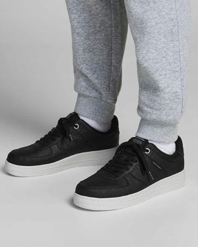 Męskie Sneakersy Skórzane Jack & Jones Czarne Rozmiar 42