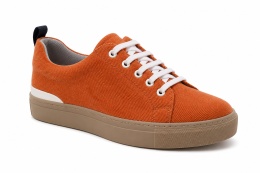 Paco Mishel Sneakersy damskie pomarańczowe – sztruksowe, casual, rozmiar 40