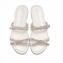 Stuart Weitzman – eleganckie sandały z kryształkowymi kokardkami Rozmiar 34.5