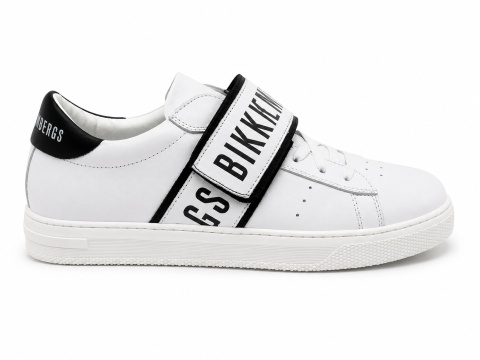 Bikkembergs Junior Skórzane Sneakersy Białe z Logo na Rzepie Rozmiar 39