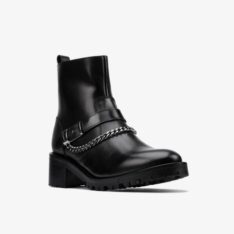 CLARKS WOMEN'S ROSELEIGH HIGH BLACK rozmiar 40 BOTKI skóra naturalna