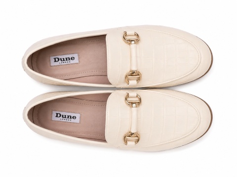 Dune London Loafers Cream Croc złotym detalem rozmiar 36