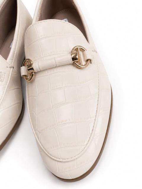 Dune London Loafers Cream Croc złotym detalem rozmiar 36