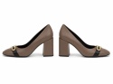 Furla Chain Pump 80 Skórzane Czółenka na Słupku Greige/Cognac Rozmiar 39