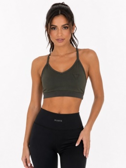 GUESS Active Top Sportowy Khaki z Logo na Plecach Rozmiar S