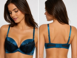 GUESS Biustonosz Push-Up z Koronką Turkusowy/Czarny 30B