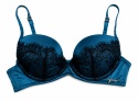 GUESS Biustonosz Push-Up z Koronką Turkusowy/Czarny 30B