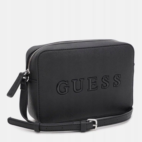GUESS CZARNA KLASYCZNA TOREBKA Z LOGO I REGULOWANYM PASKIEM 12x6,5x20