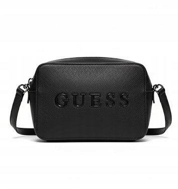 GUESS CZARNA KLASYCZNA TOREBKA Z LOGO I REGULOWANYM PASKIEM 12x6,5x20