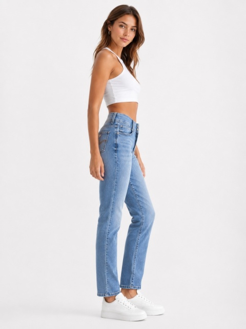 GUESS Jeans Lift Up Straight damskie – jasnoniebieskie, wysoki stan, rozmiar 29/L32