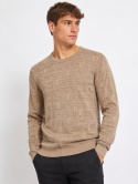 GUESS Męski sweter bawełniany Monogram Logo Beige 100% Cotton Rozmiar M