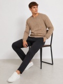 GUESS Męski sweter bawełniany Monogram Logo Beige 100% Cotton Rozmiar M