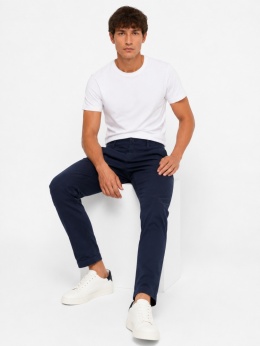 GUESS Męskie Spodnie Chino Regular Fit Granatowe Lyocell – Rozmiar W33 L32