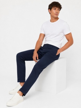 GUESS Męskie Spodnie Chino Regular Fit Granatowe Lyocell – Rozmiar W33 L32